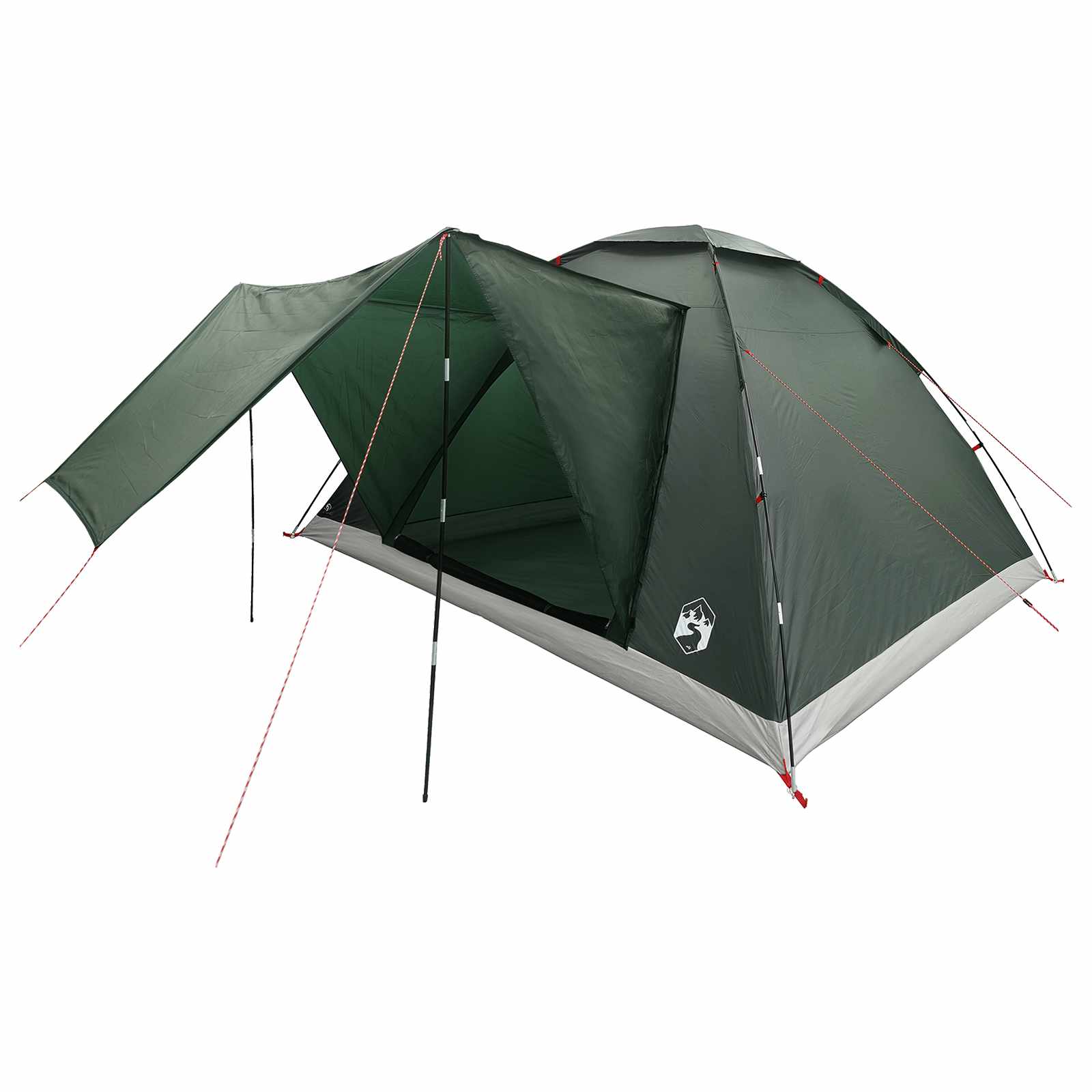 vidaXL Camping Tent 6-Person Army Green Polyester and Steel - 335 x 275 x 180 cm