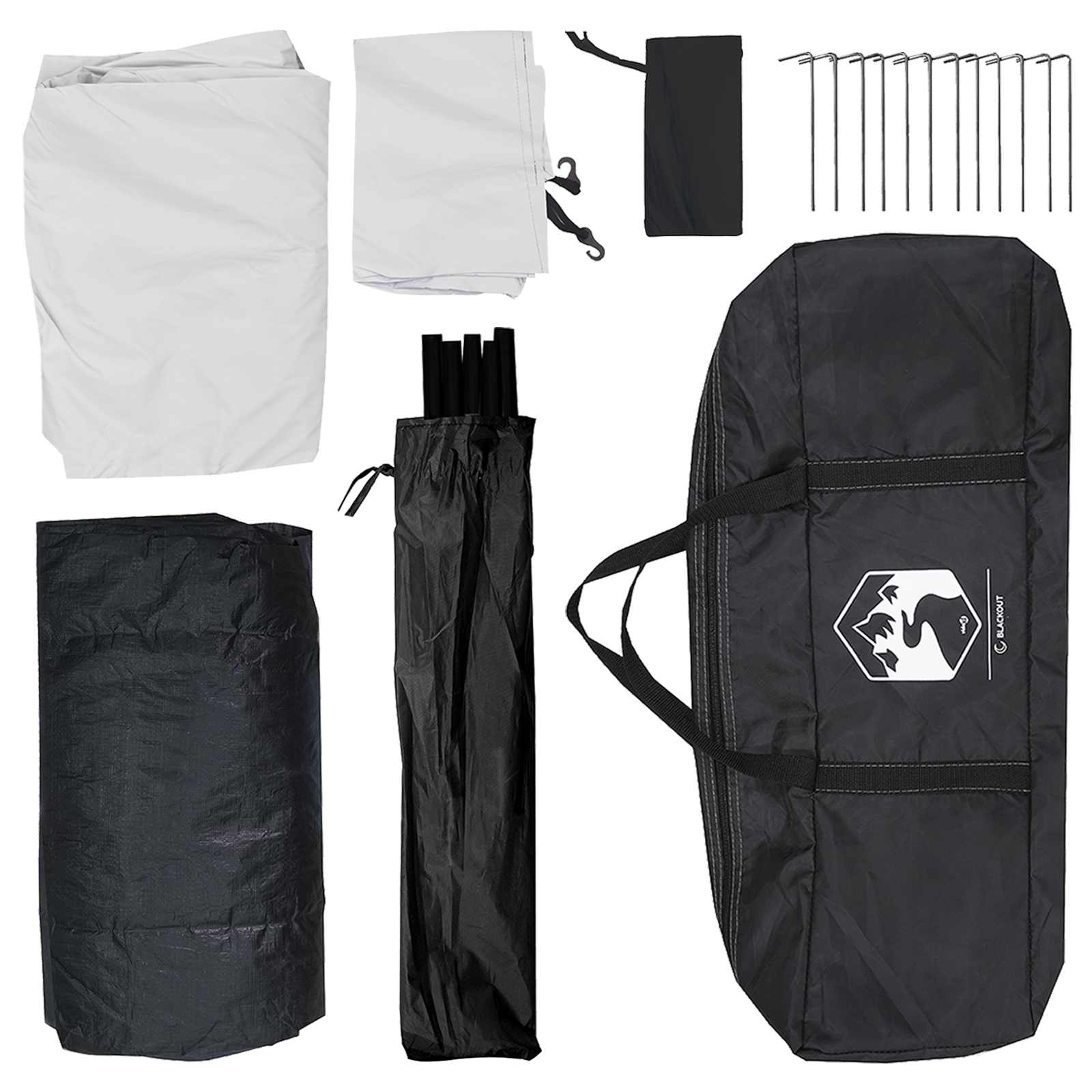 vidaXL Camping Tent 6-Person White Blackout Polyester and Steel - 335 x 275 x 180 cm