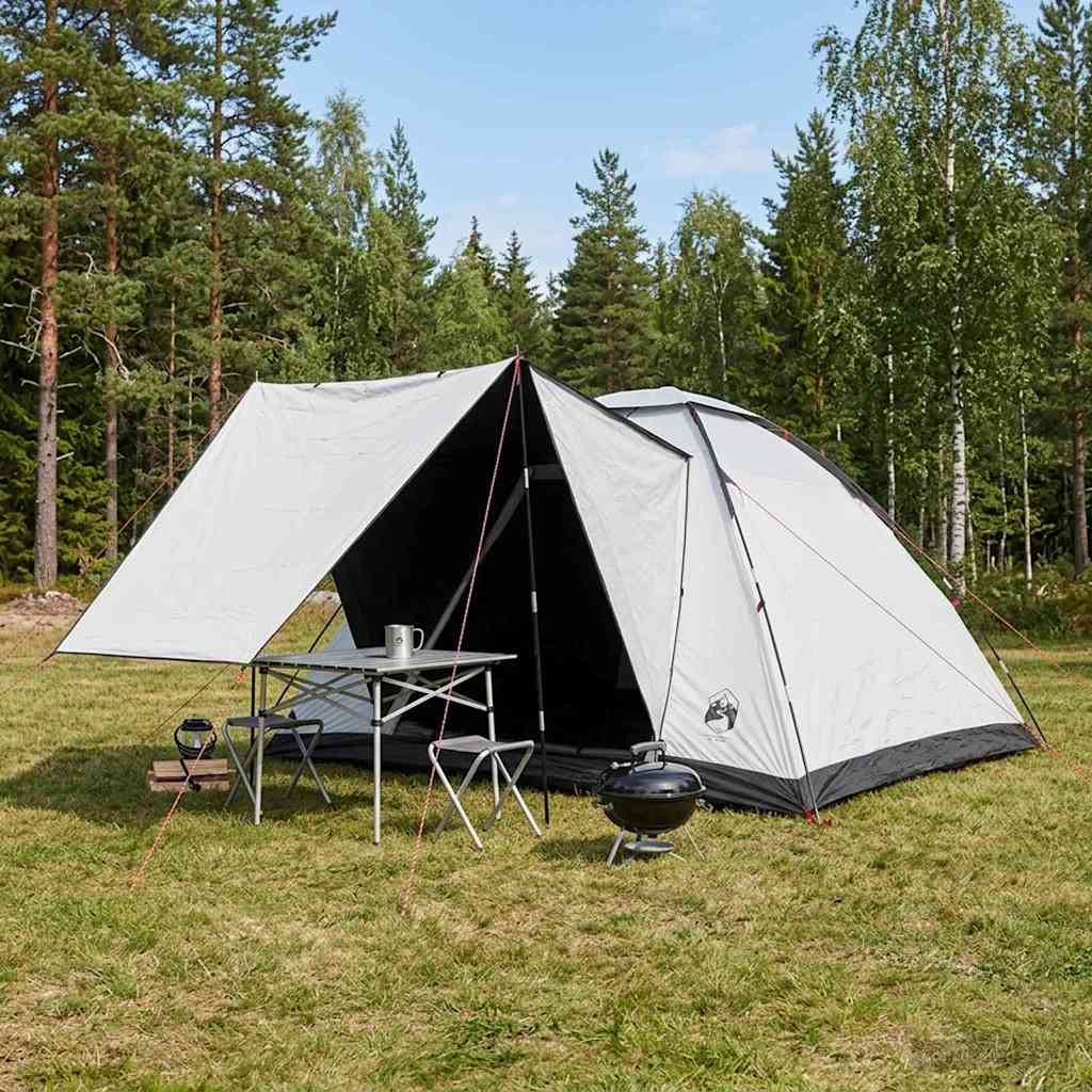 vidaXL Camping Tent 6-Person White Blackout Polyester and Steel - 335 x 275 x 180 cm