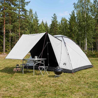 vidaXL Camping Tent 6-Person White Blackout Polyester and Steel - 335 x 275 x 180 cm