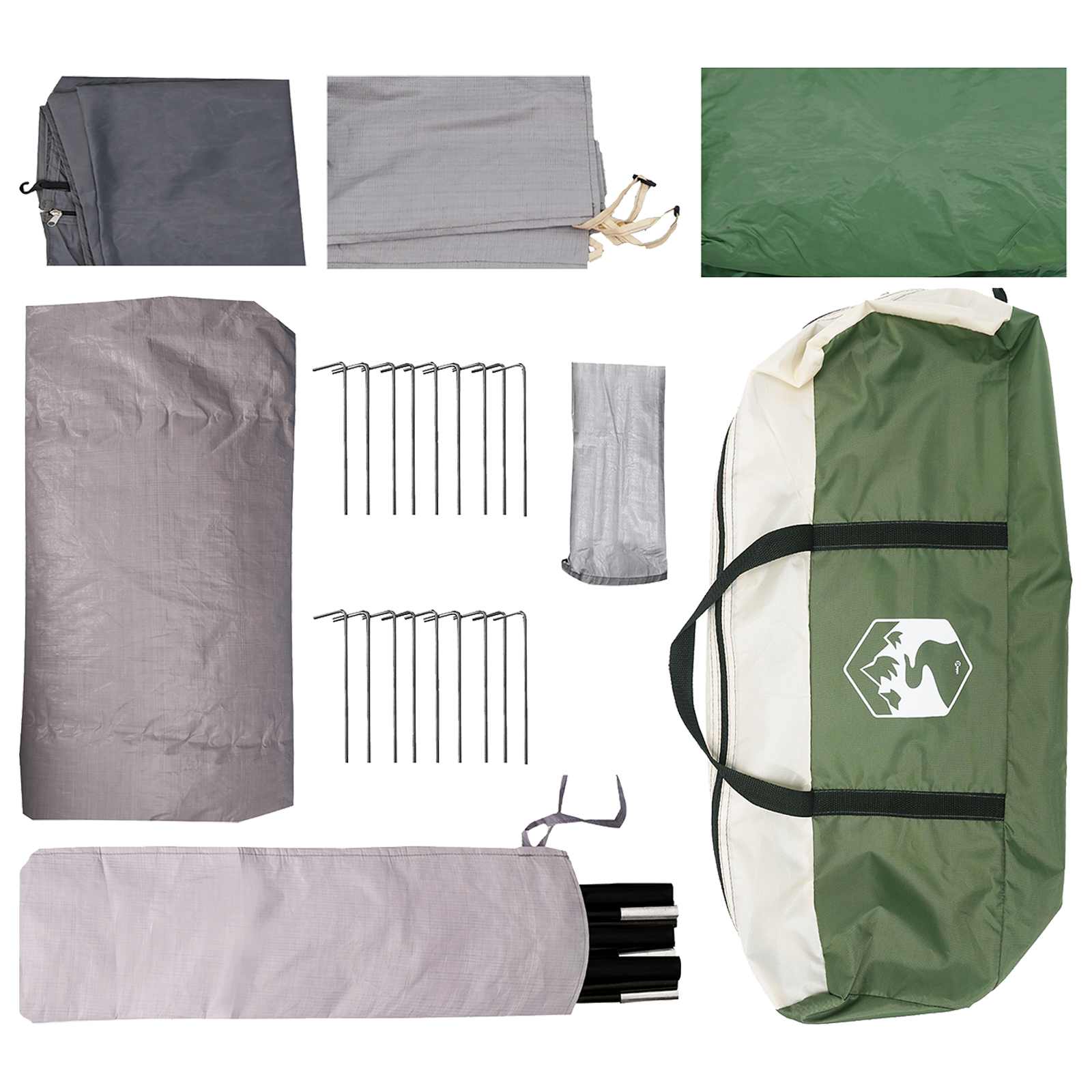 vidaXL Tunnel Tent with Roof Green 8-Person Polyester and Steel