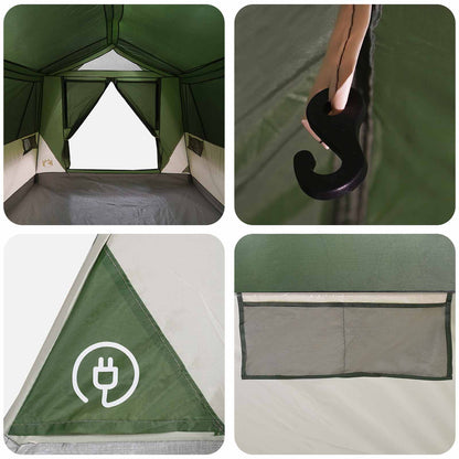 vidaXL Tunnel Tent with Roof Green 8-Person Polyester and Steel