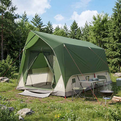 vidaXL Tunnel Tent with Roof Green 8-Person Polyester and Steel