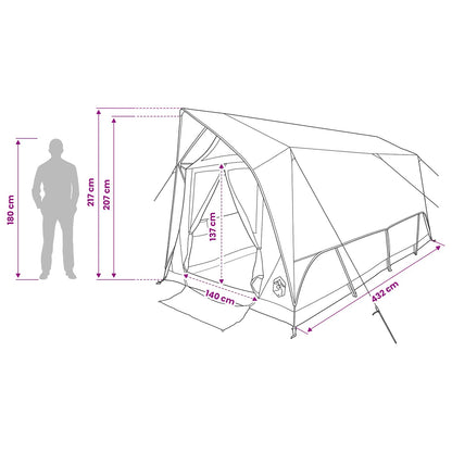 vidaXL Tunnel Tent with Roof Green 8-Person Polyester and Steel