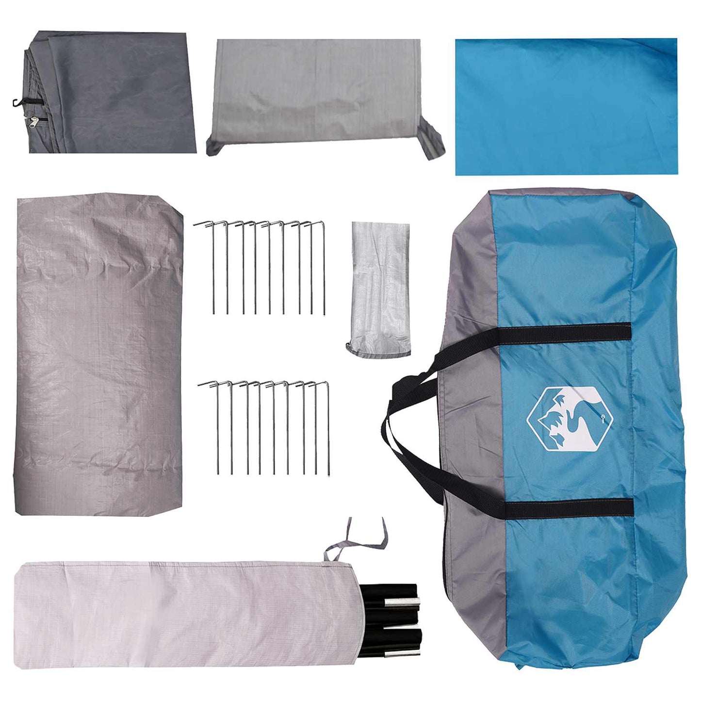 vidaXL Tunnel Tent with Roof Blue 8-Person Polyester and Steel