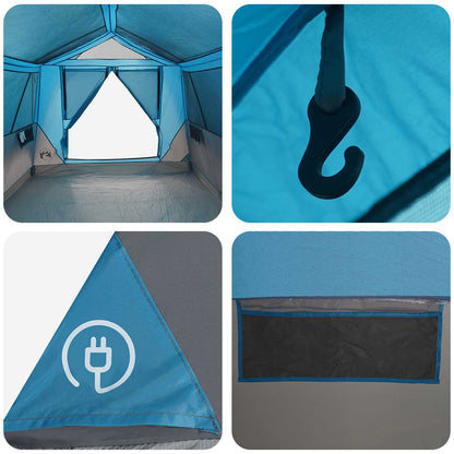 vidaXL Tunnel Tent with Roof Blue 8-Person Polyester and Steel