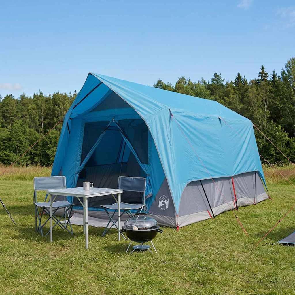 vidaXL Tunnel Tent with Roof Blue 8-Person Polyester and Steel