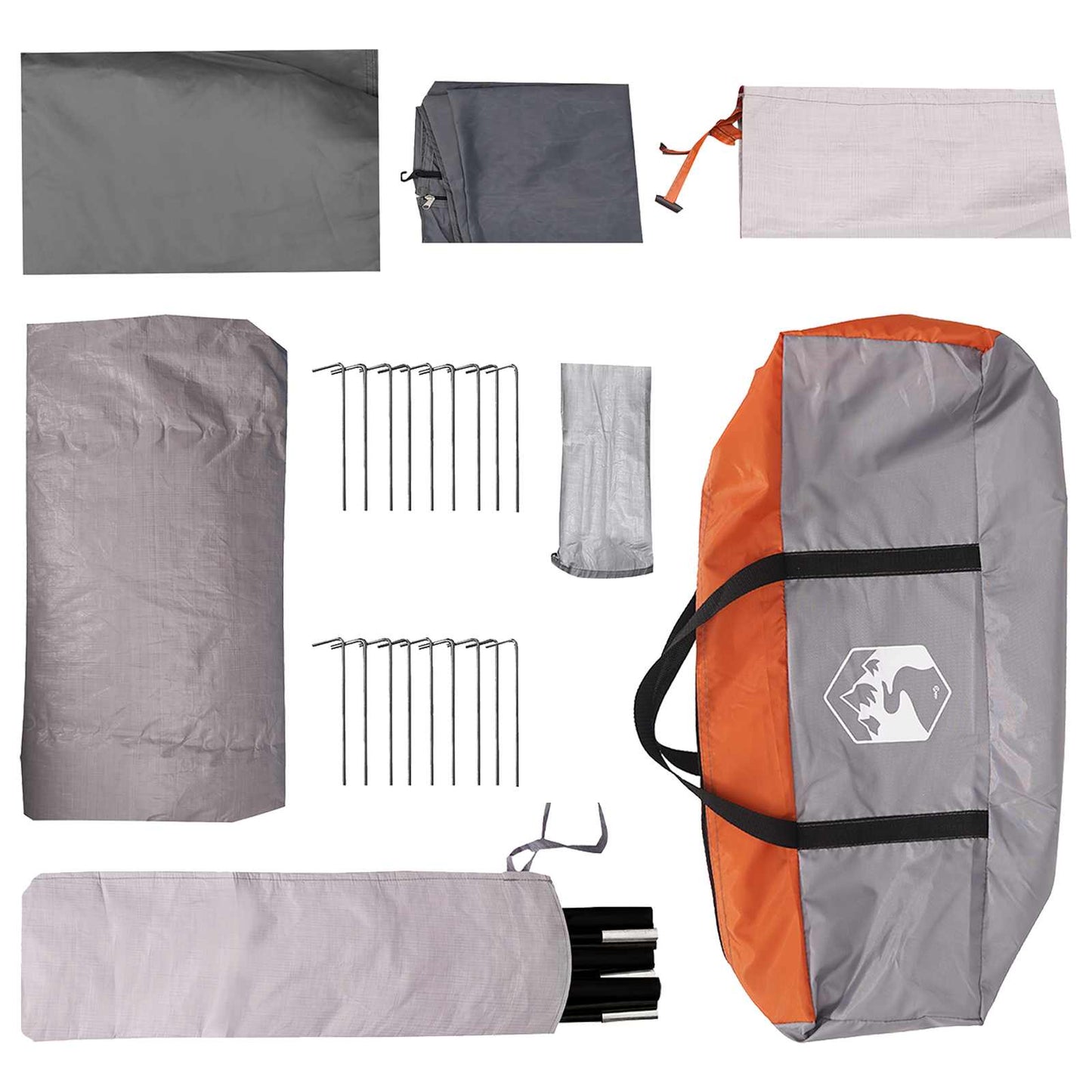 vidaXL Tunnel Tent Grey and Orange 8-Person Polyester and Steel