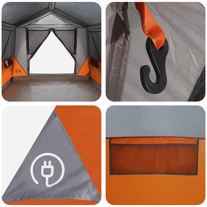 vidaXL Tunnel Tent Grey and Orange 8-Person Polyester and Steel