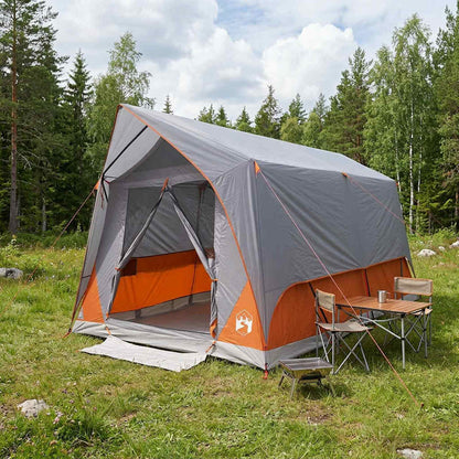 vidaXL Tunnel Tent Grey and Orange 8-Person Polyester and Steel