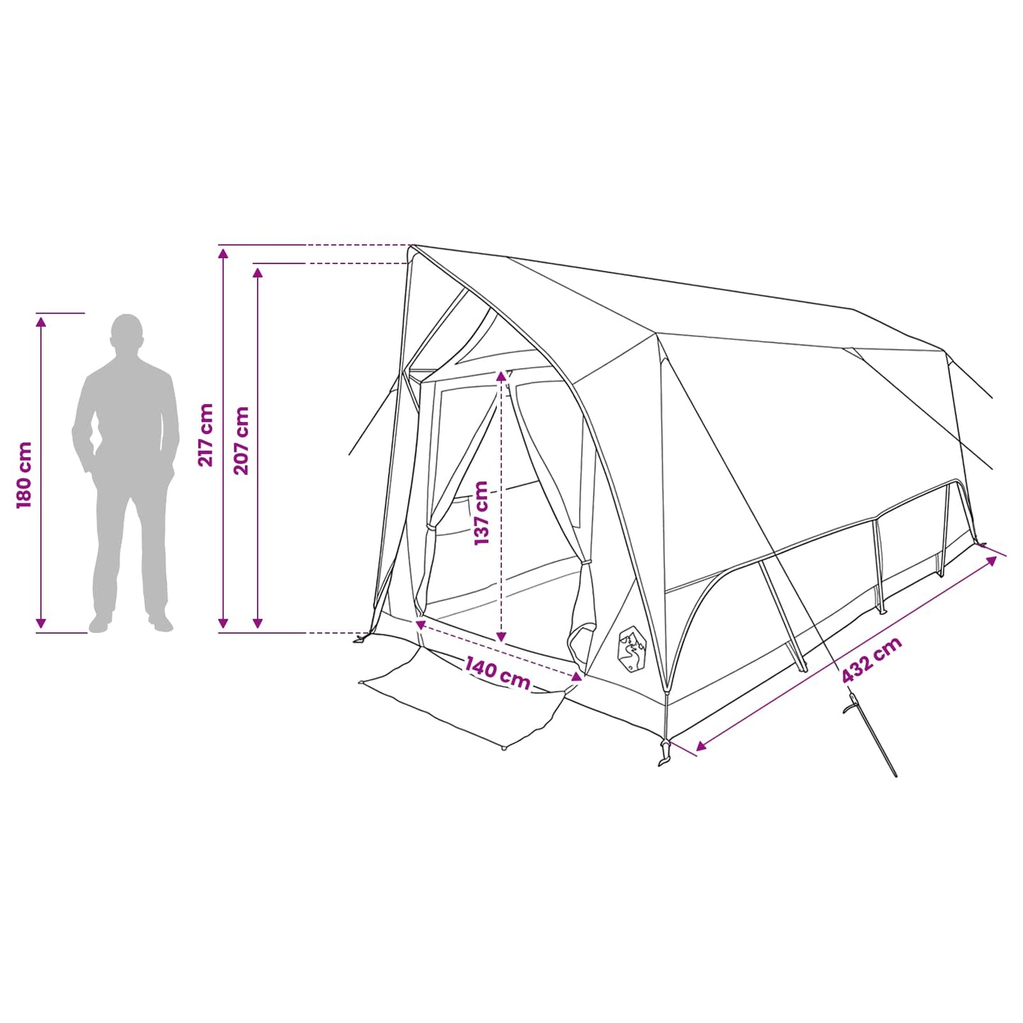 vidaXL Tunnel Tent Grey and Orange 8-Person Polyester and Steel