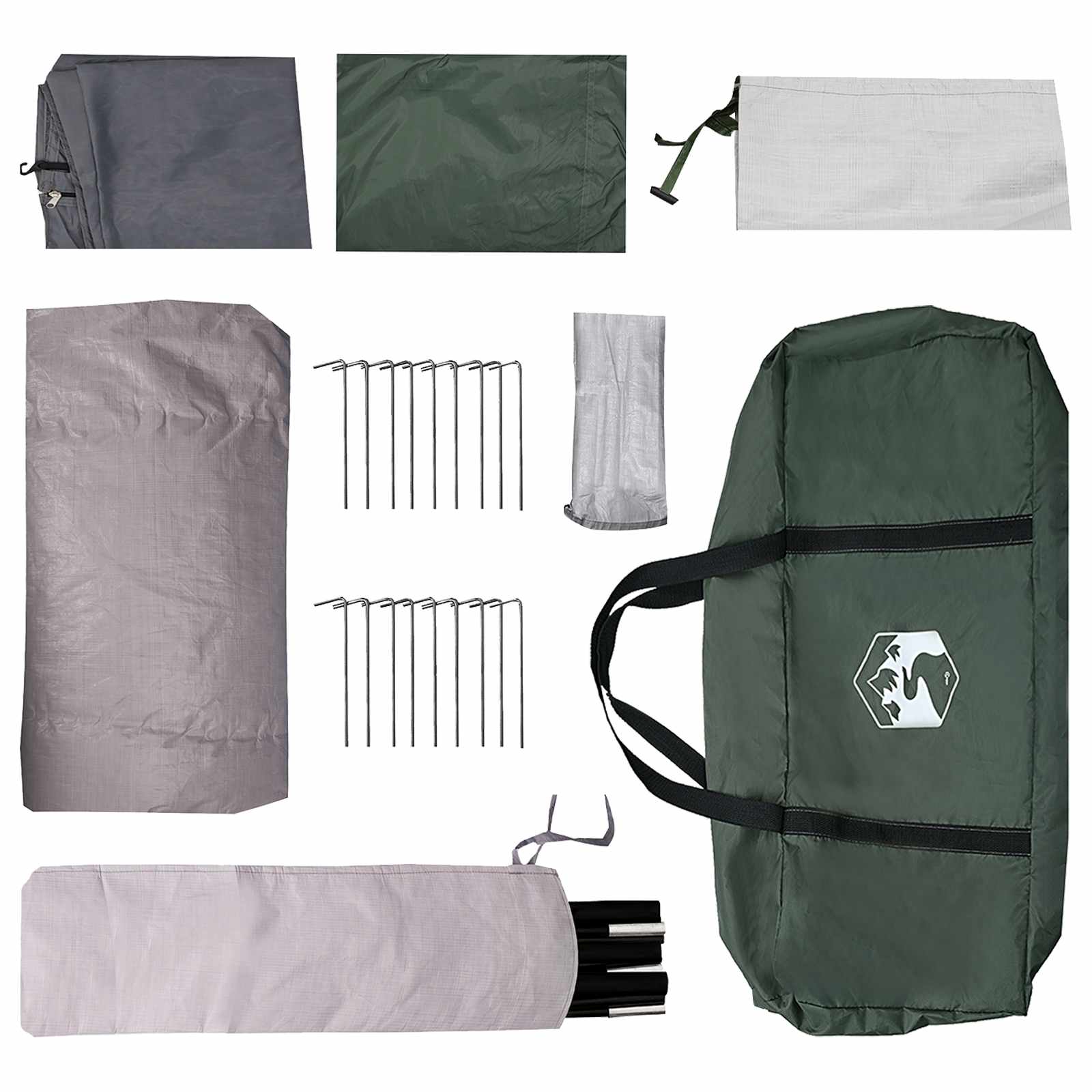 vidaXL Tunnel Tent with Roof Army green 8-Person Polyester and Steel