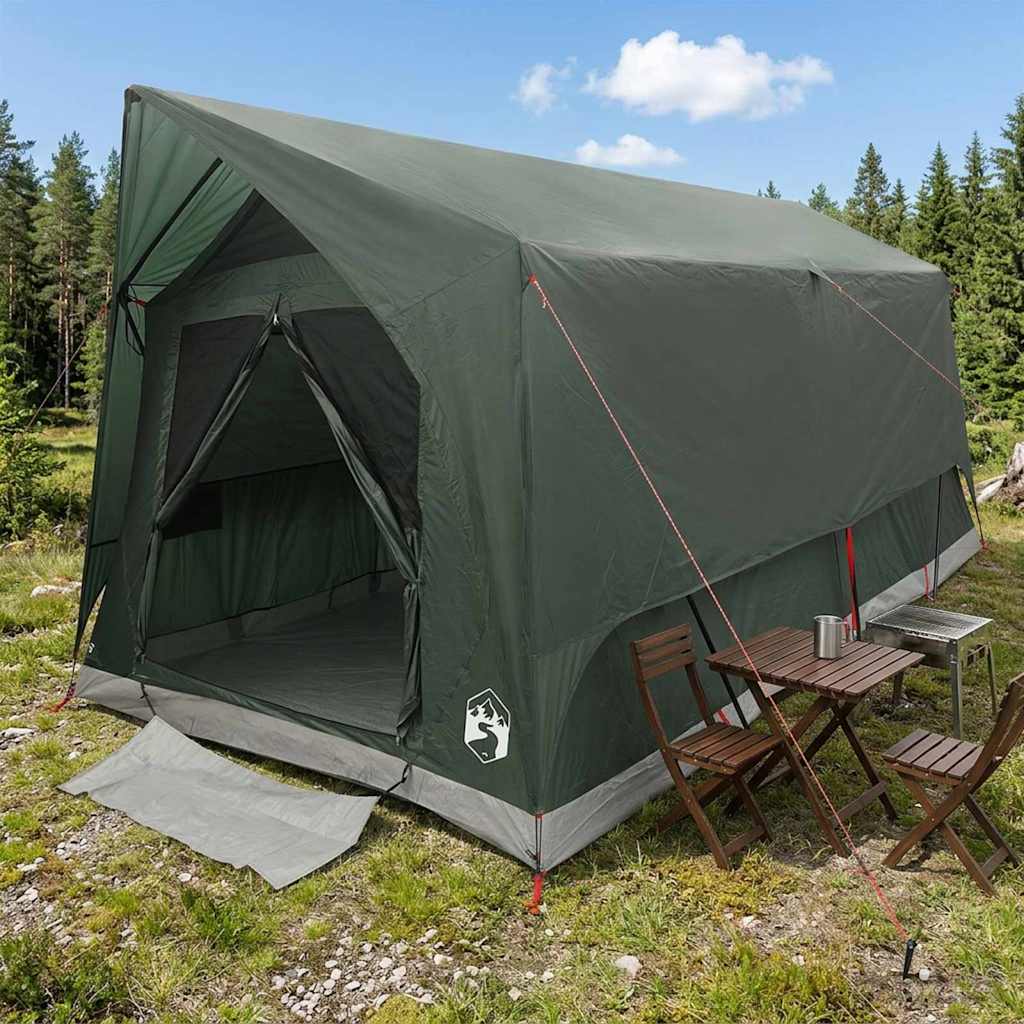vidaXL Tunnel Tent with Roof Army green 8-Person Polyester and Steel