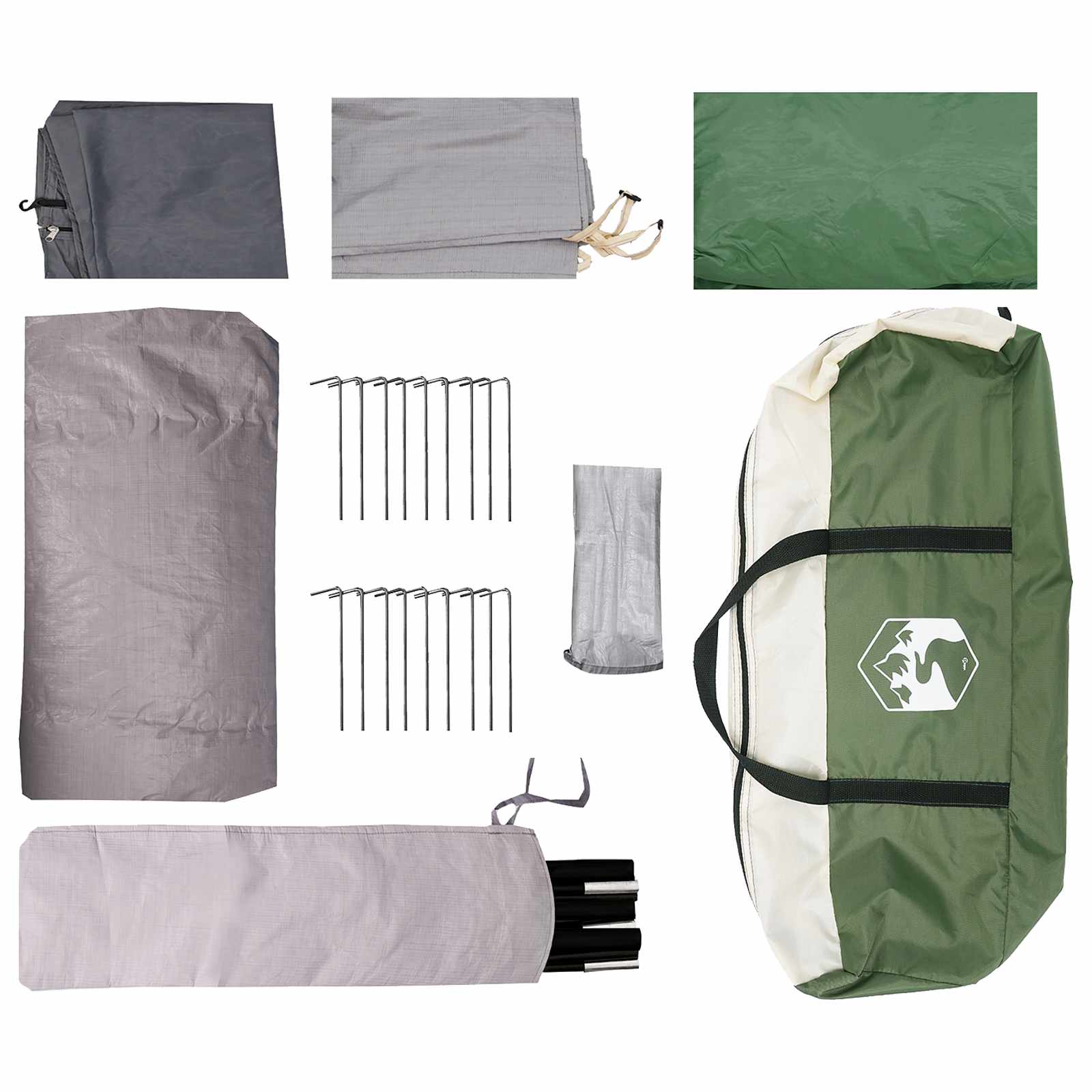 vidaXL Tunnel Tent with Roof Green 10-Person Polyester and Steel