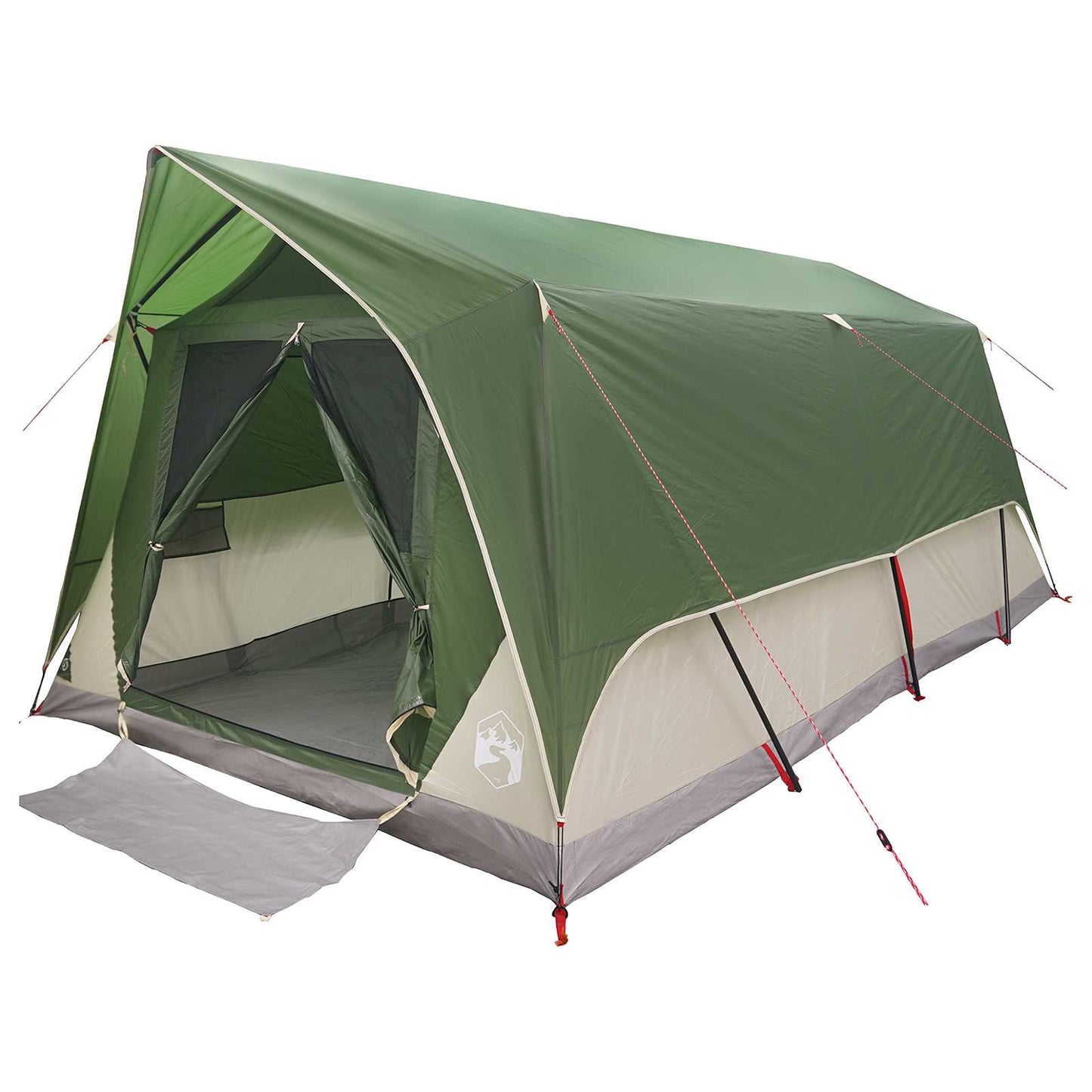 vidaXL Tunnel Tent with Roof Green 10-Person Polyester and Steel