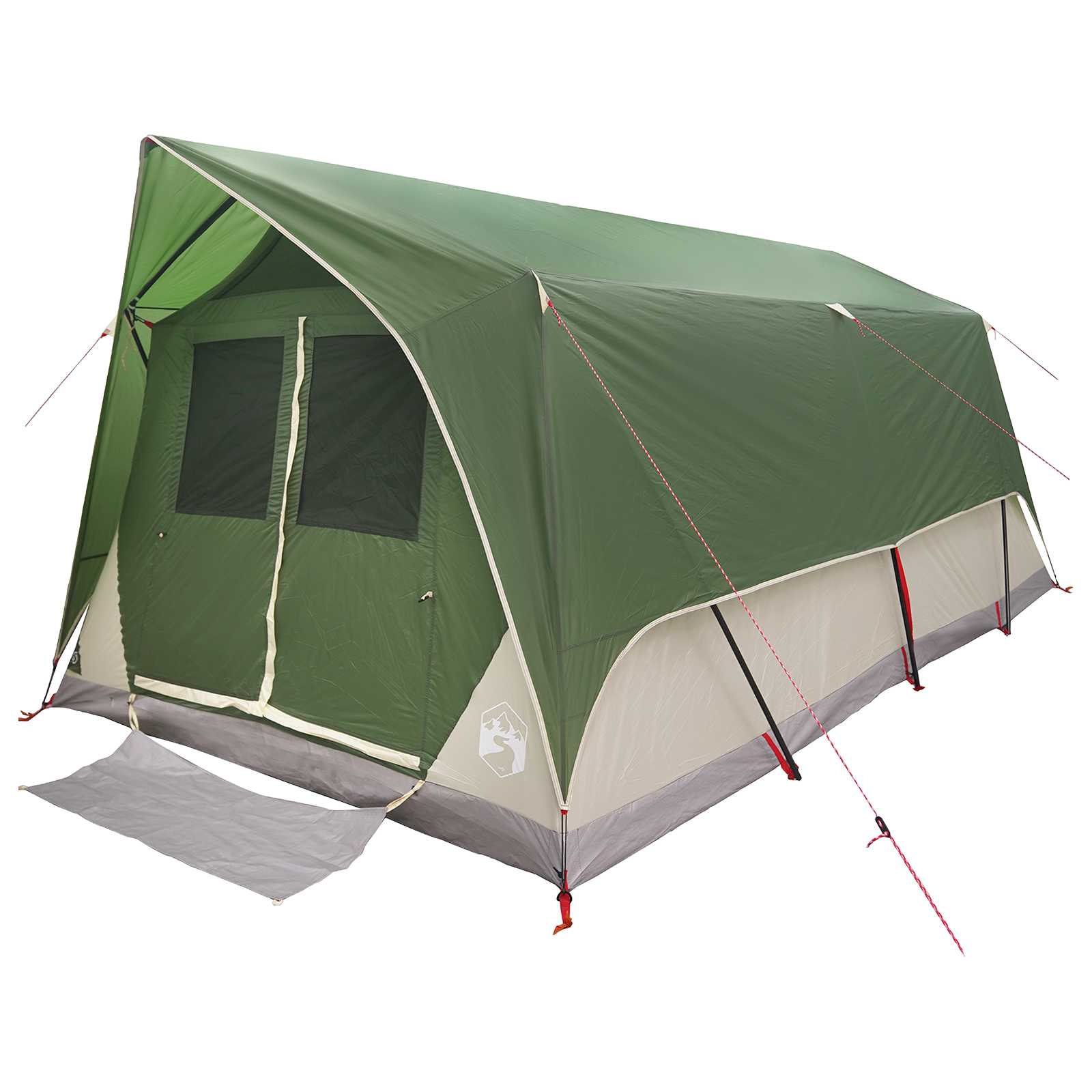 vidaXL Tunnel Tent with Roof Green 10-Person Polyester and Steel