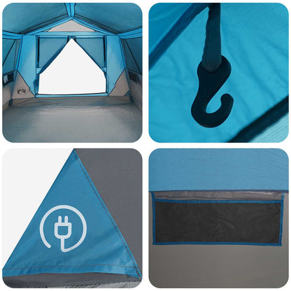 vidaXL Tunnel Tent with Roof Blue 10-Person Polyester and Steel