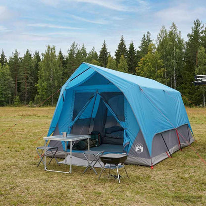 vidaXL Tunnel Tent with Roof Blue 10-Person Polyester and Steel