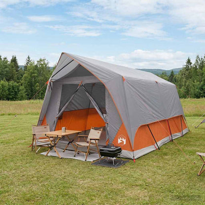 vidaXL Tunnel Tent Grey and Orange 10-Person Polyester and Steel