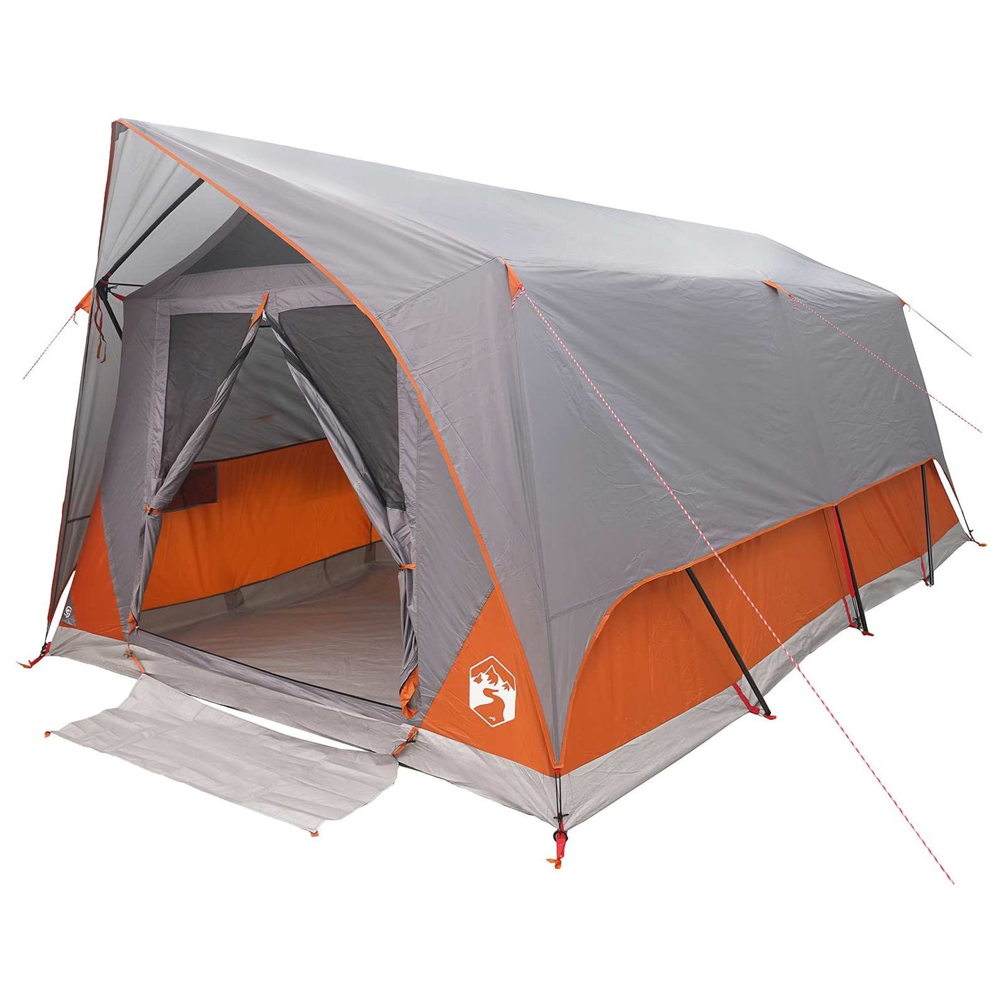 vidaXL Tunnel Tent Grey and Orange 10-Person Polyester and Steel