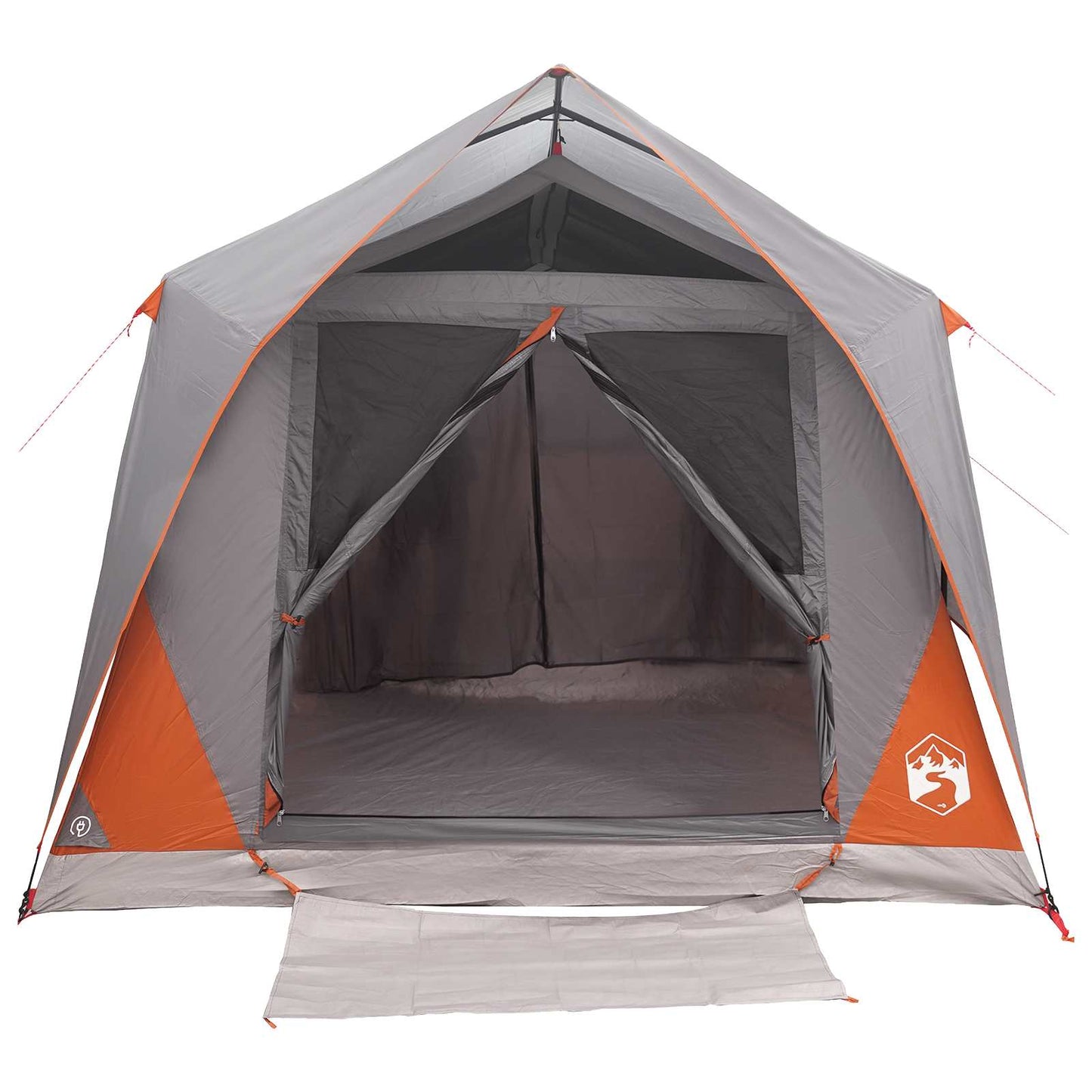 vidaXL Tunnel Tent Grey and Orange 10-Person Polyester and Steel