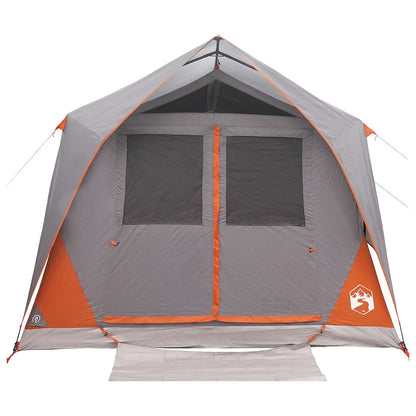 vidaXL Tunnel Tent Grey and Orange 10-Person Polyester and Steel