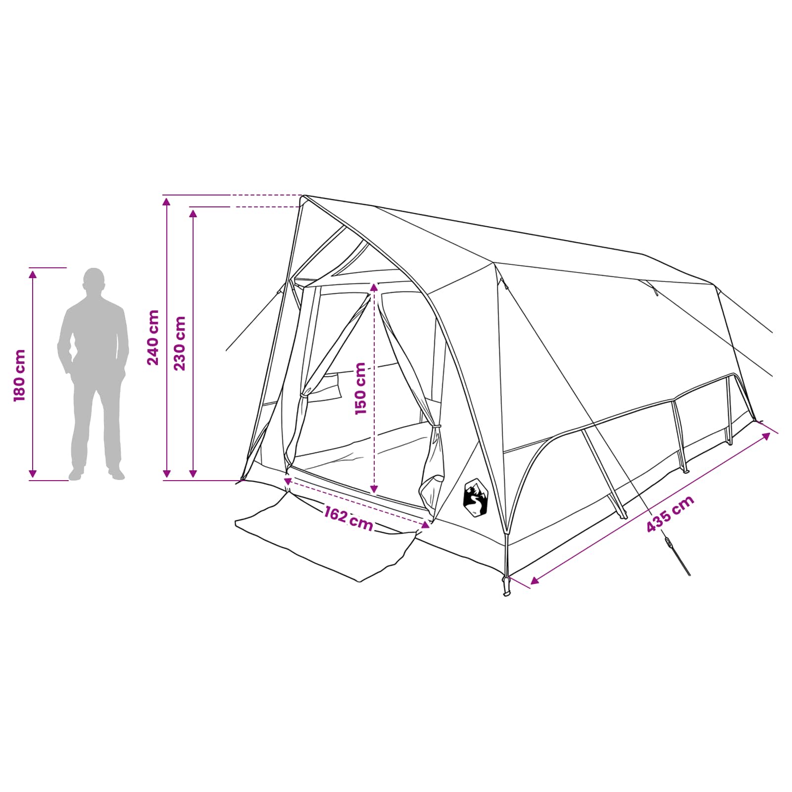 vidaXL Tunnel Tent Grey and Orange 10-Person Polyester and Steel