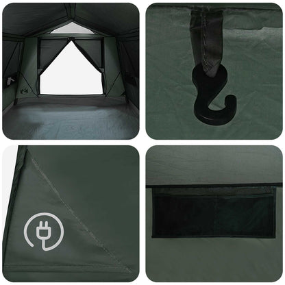 vidaXL Tunnel Tent with Roof Army green 10-Person Polyester and Steel