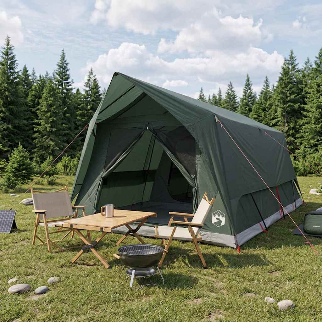 vidaXL Tunnel Tent with Roof Army green 10-Person Polyester and Steel