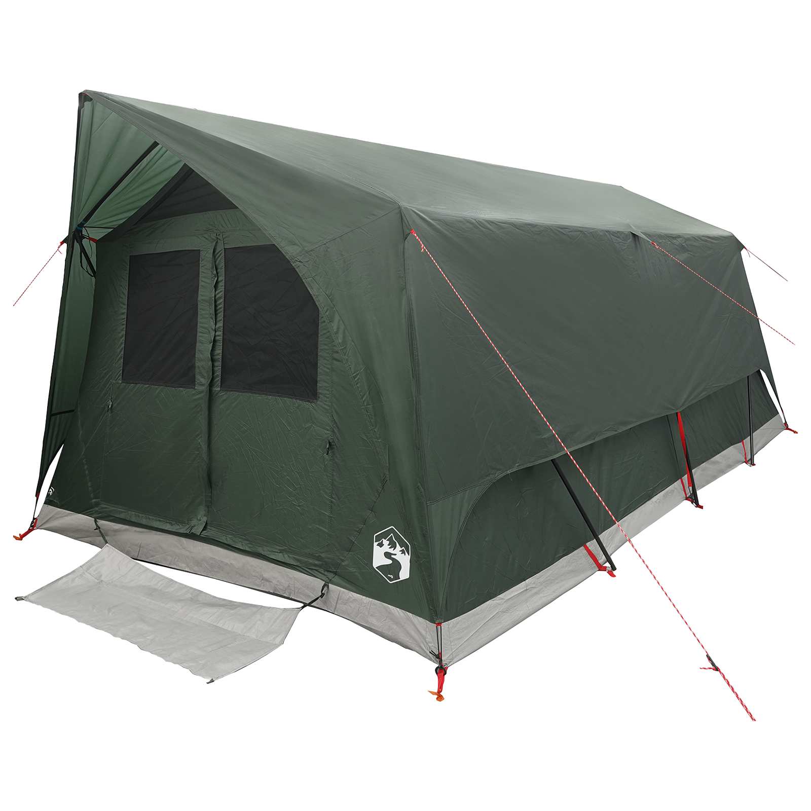 vidaXL Tunnel Tent with Roof Army green 10-Person Polyester and Steel