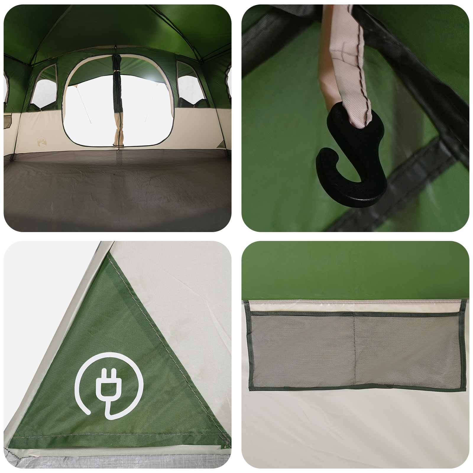 vidaXL Tunnel Tent 10-Person Green Polyester and Steel - 366 x 244 x 198 cm