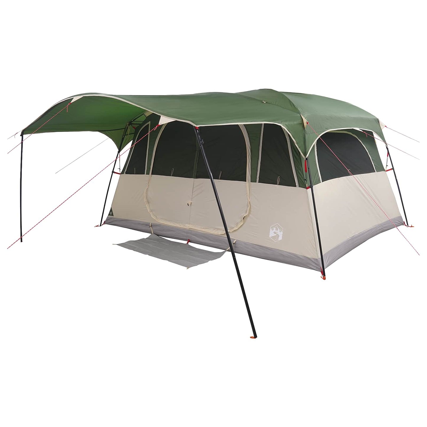 vidaXL Tunnel Tent 10-Person Green Polyester and Steel - 366 x 244 x 198 cm