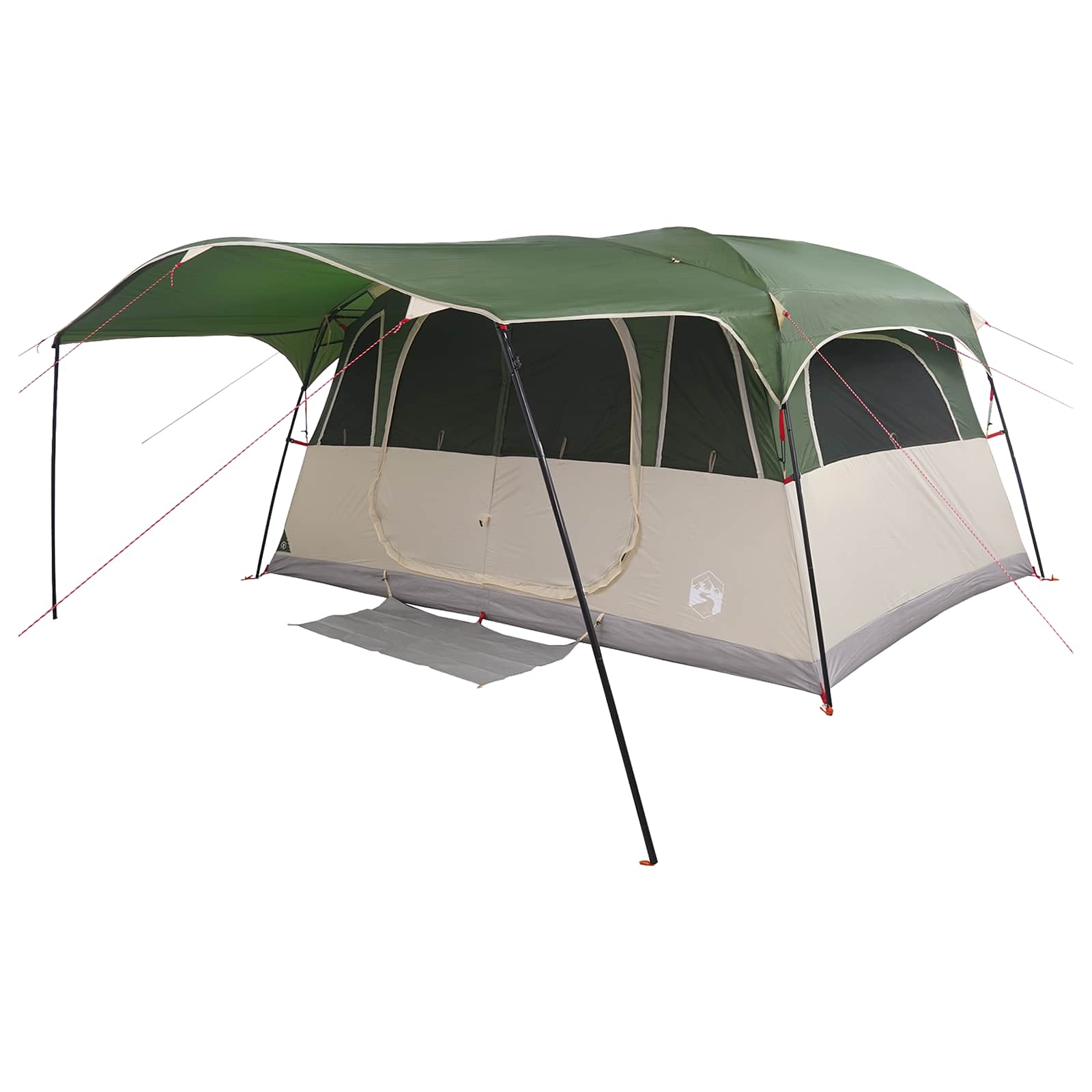 vidaXL Tunnel Tent 10-Person Green Polyester and Steel - 366 x 244 x 198 cm