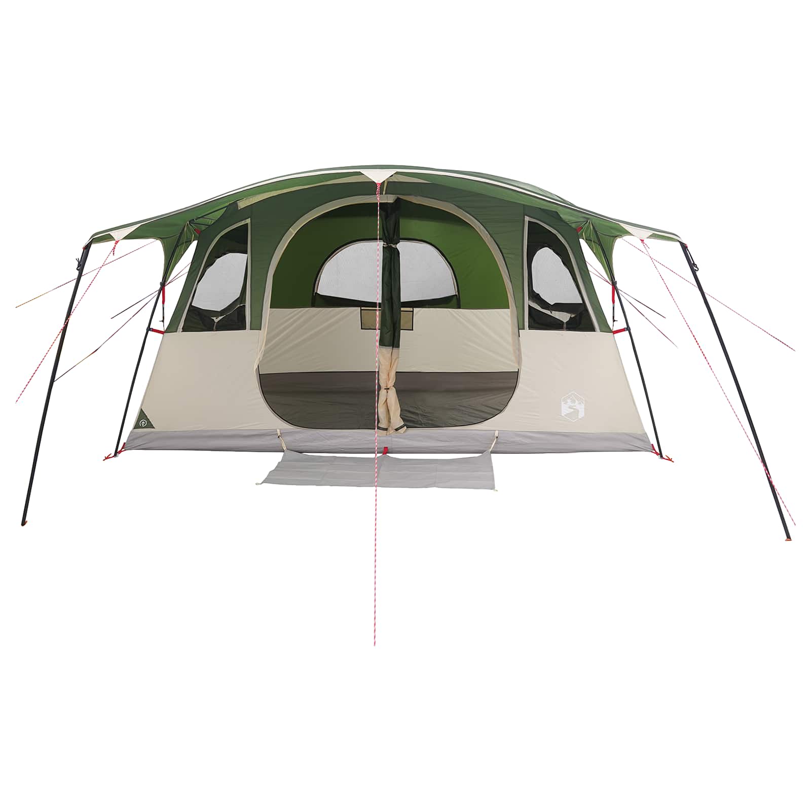 vidaXL Tunnel Tent 10-Person Green Polyester and Steel - 366 x 244 x 198 cm