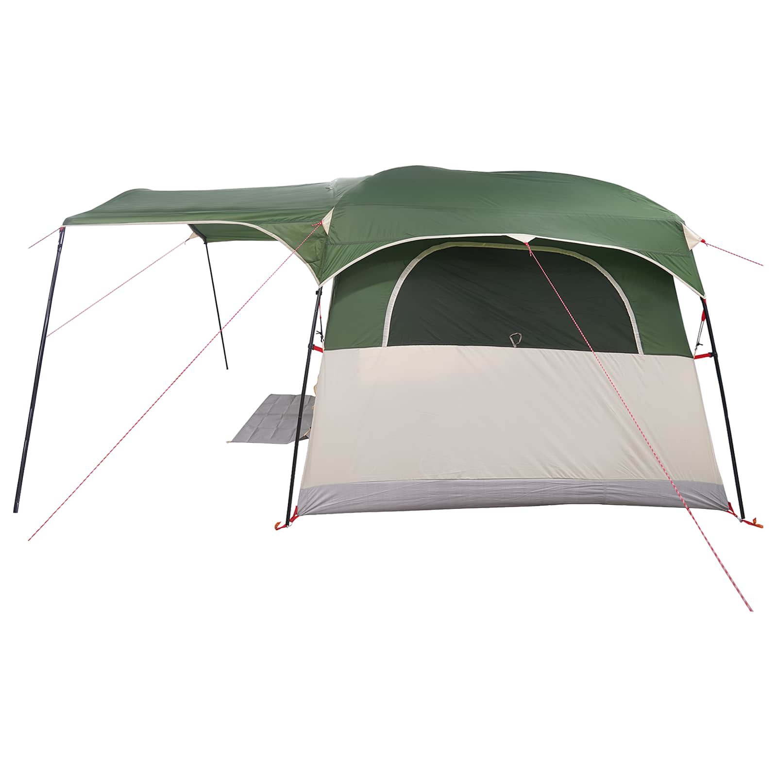 vidaXL Tunnel Tent 10-Person Green Polyester and Steel - 366 x 244 x 198 cm