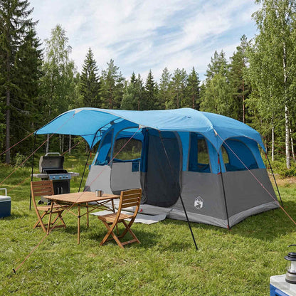 vidaXL Tunnel Tent 10-Person Blue Polyester and Steel - 366 x 244 x 198 cm