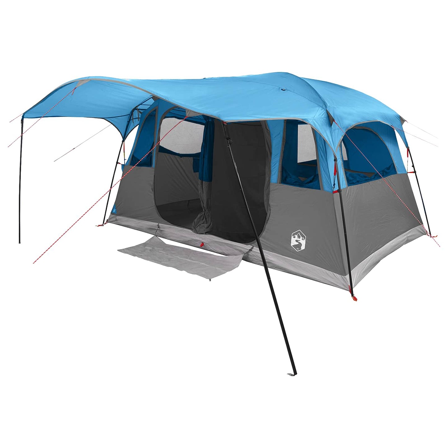 vidaXL Tunnel Tent 10-Person Blue Polyester and Steel - 366 x 244 x 198 cm