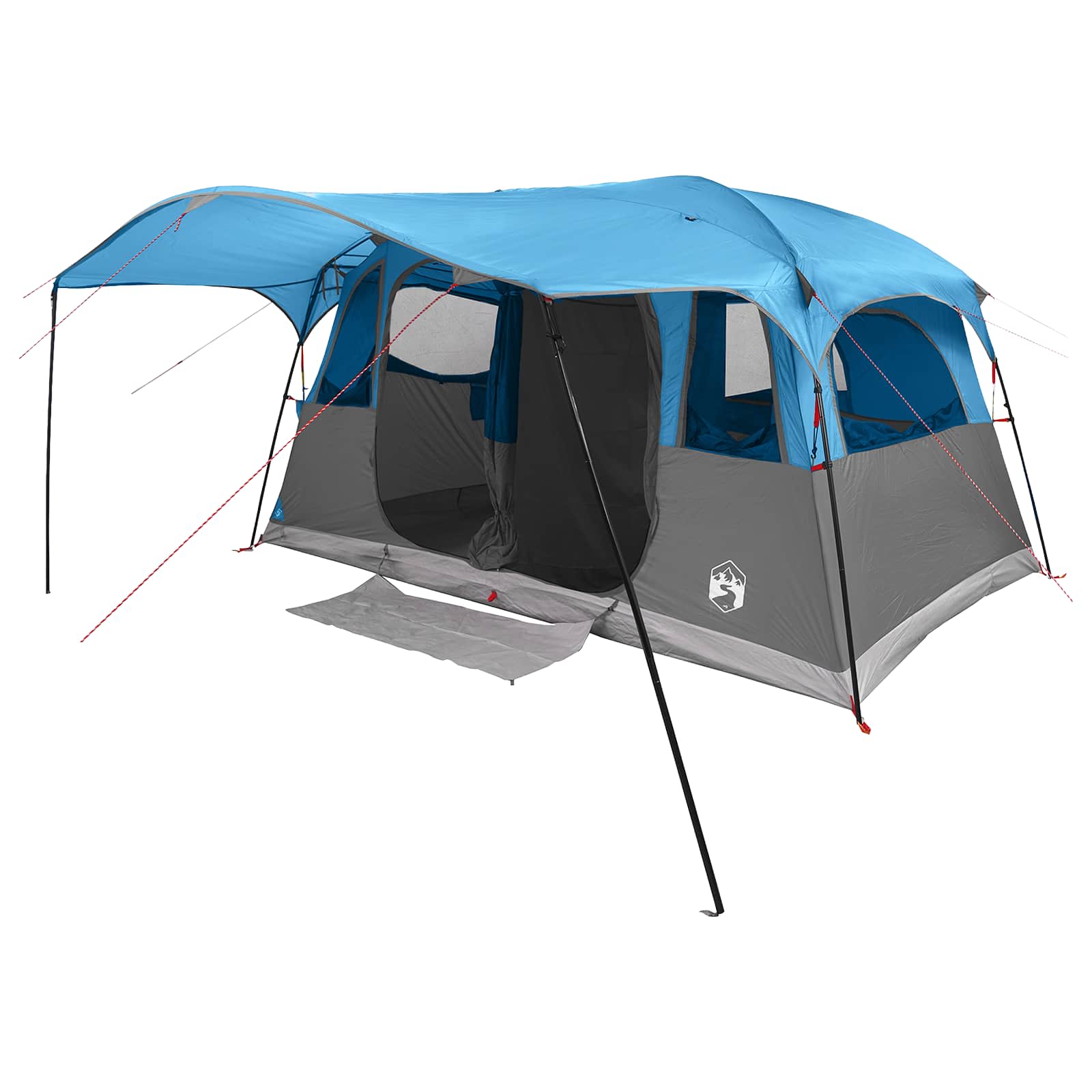 vidaXL Tunnel Tent 10-Person Blue Polyester and Steel - 366 x 244 x 198 cm