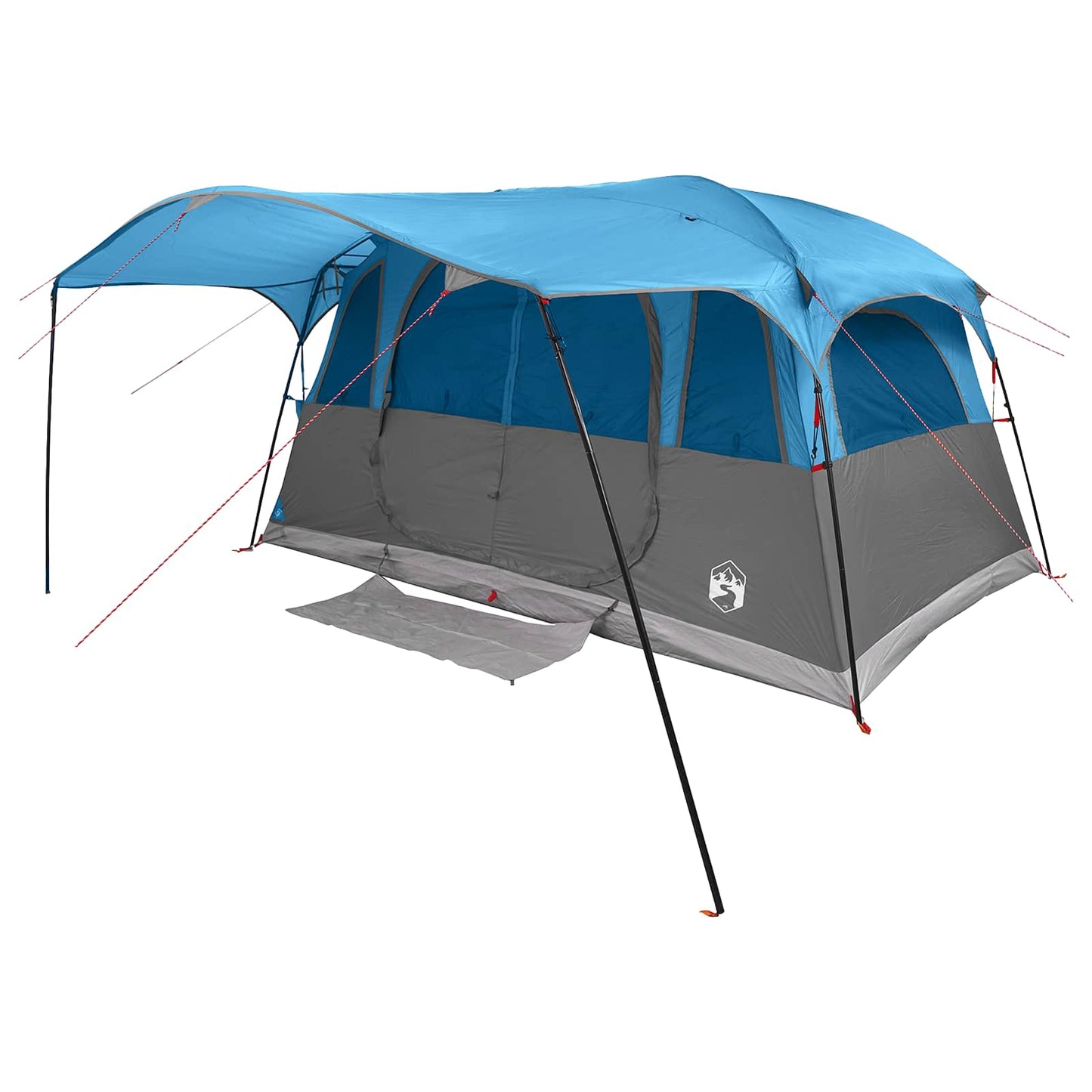 vidaXL Tunnel Tent 10-Person Blue Polyester and Steel - 366 x 244 x 198 cm