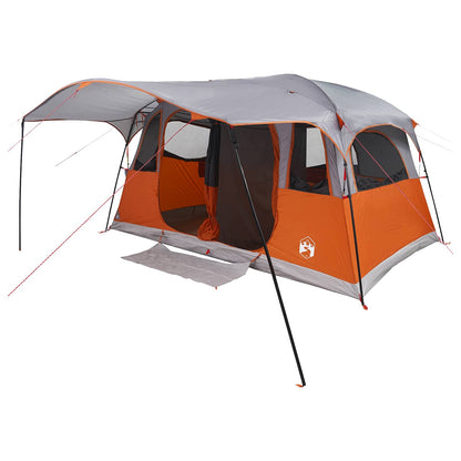 vidaXL Tunnel Tent 10-Person Grey and Orange Polyester and Steel - 366 x 244 x 198 cm