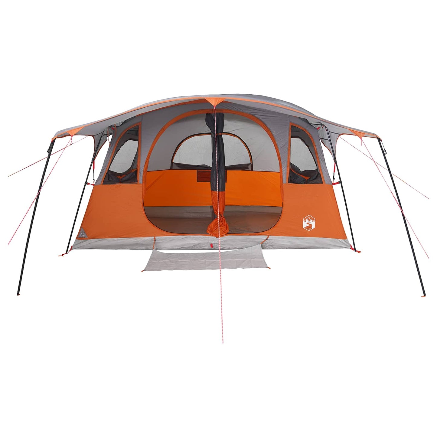 vidaXL Tunnel Tent 10-Person Grey and Orange Polyester and Steel - 366 x 244 x 198 cm