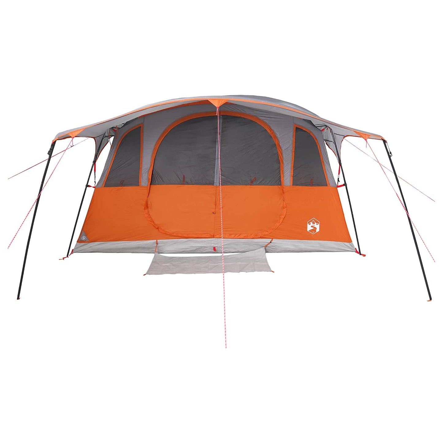 vidaXL Tunnel Tent 10-Person Grey and Orange Polyester and Steel - 366 x 244 x 198 cm