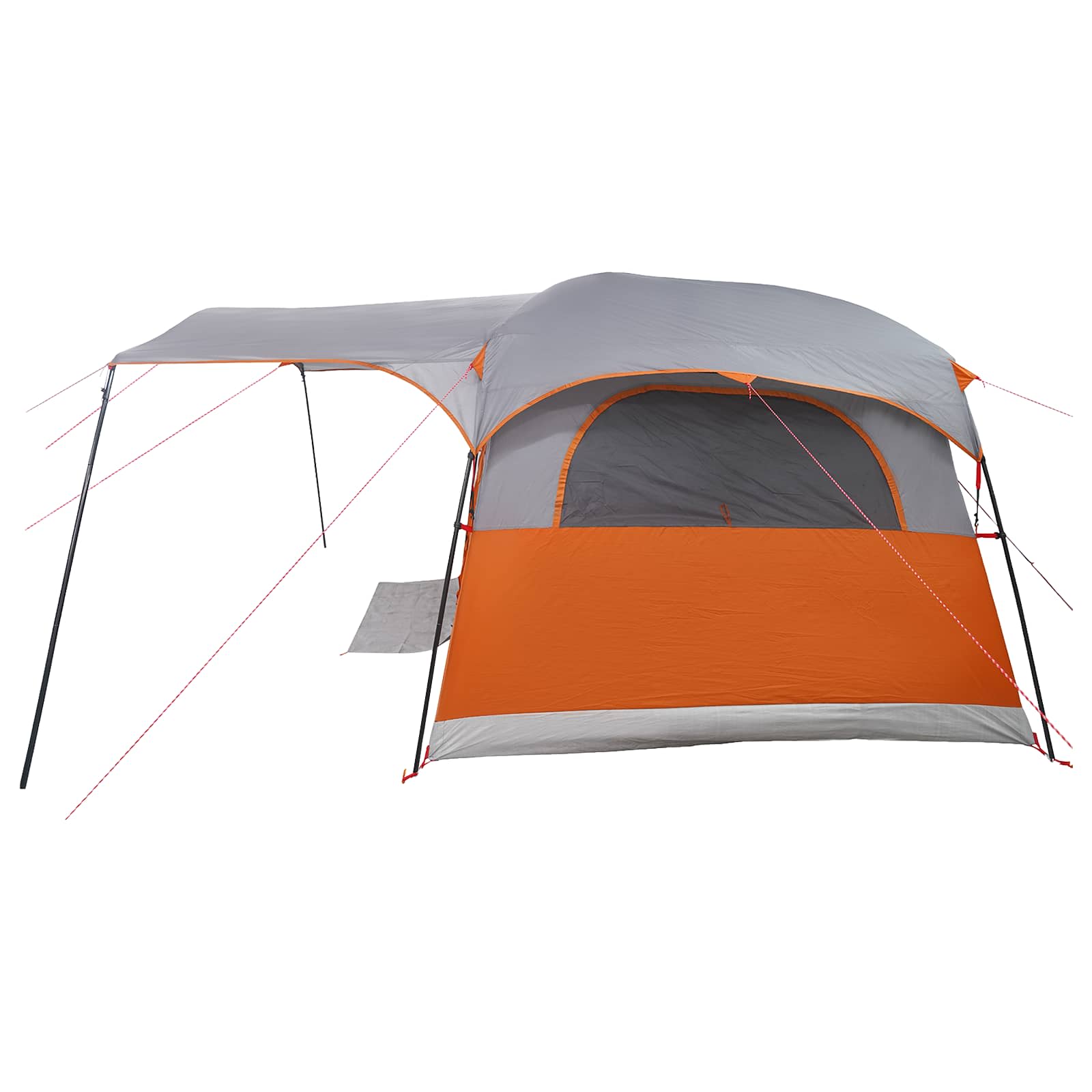 vidaXL Tunnel Tent 10-Person Grey and Orange Polyester and Steel - 366 x 244 x 198 cm