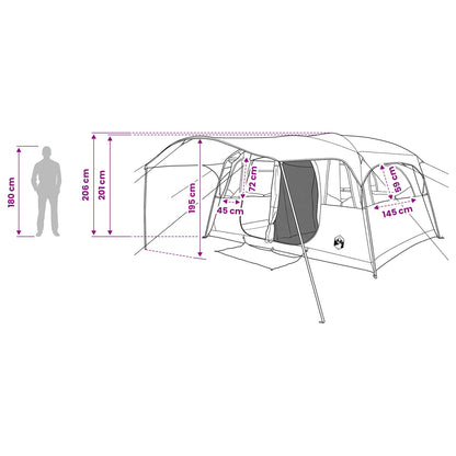 vidaXL Tunnel Tent 10-Person Grey and Orange Polyester and Steel - 366 x 244 x 198 cm