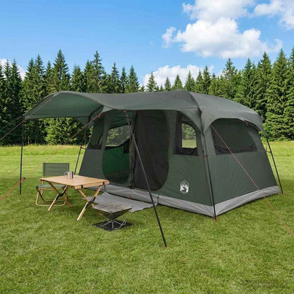 vidaXL Tunnel Tent 10-Person Army Green Polyester and Steel - 366 x 244 x 198 cm