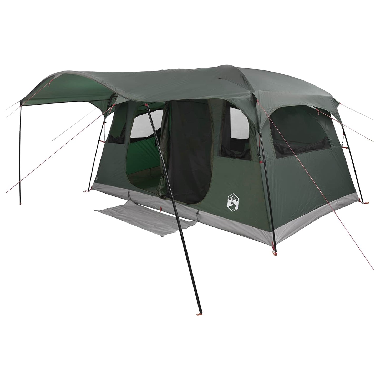vidaXL Tunnel Tent 10-Person Army Green Polyester and Steel - 366 x 244 x 198 cm