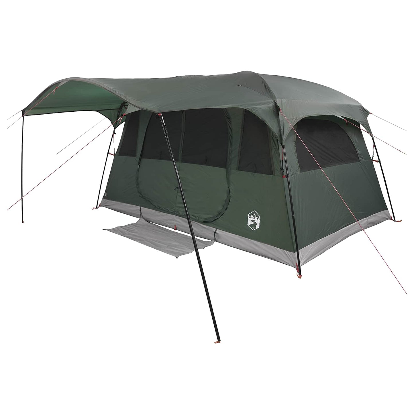 vidaXL Tunnel Tent 10-Person Army Green Polyester and Steel - 366 x 244 x 198 cm