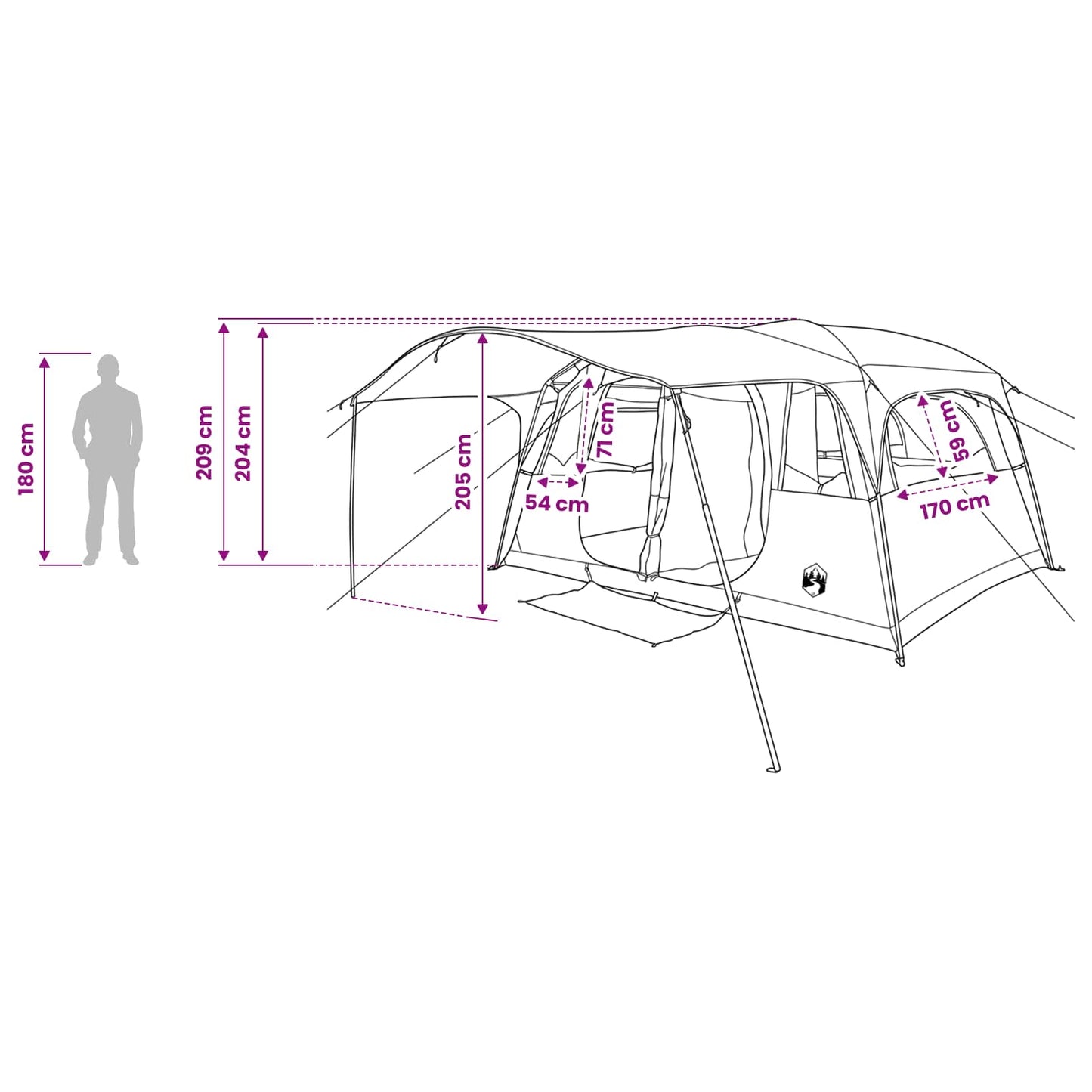 vidaXL Tunnel Tent with Roof Grey and Orange 427 x 305 x 205 cm
