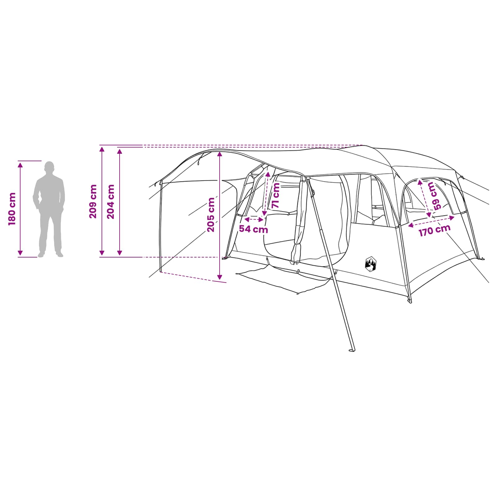 vidaXL Tunnel Tent with Roof Grey and Orange 427 x 305 x 205 cm