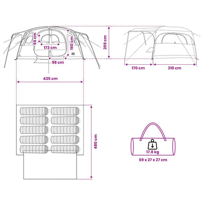 vidaXL Tunnel Tent with Roof Grey and Orange 427 x 305 x 205 cm